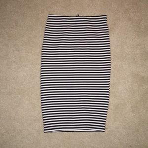 Black & White Stripe Pencil Skirt